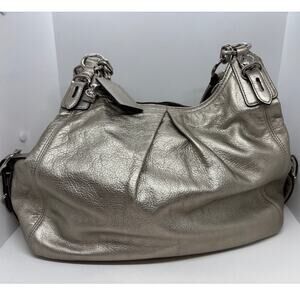 VTG Leather Coach Madison Maggie Mia Slouchy Hobo Shoulder Bag 15742 Silver